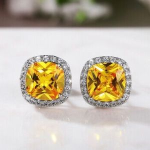 NWT STERLING SILVER Diamond STUD EARRINGS